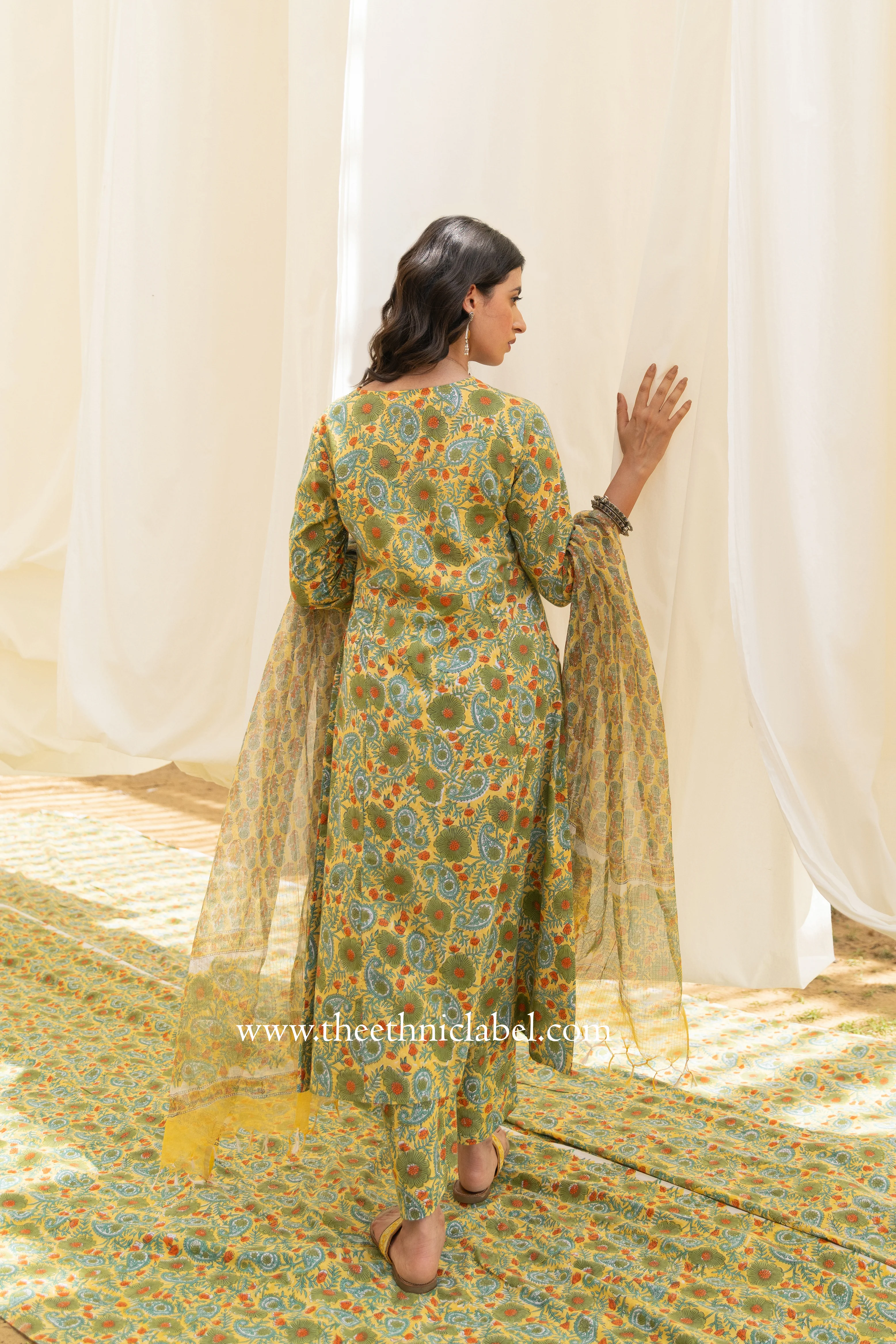 "Banira" A line Kurta Set with Kota Doria Dupatta (3pc) - Image 4