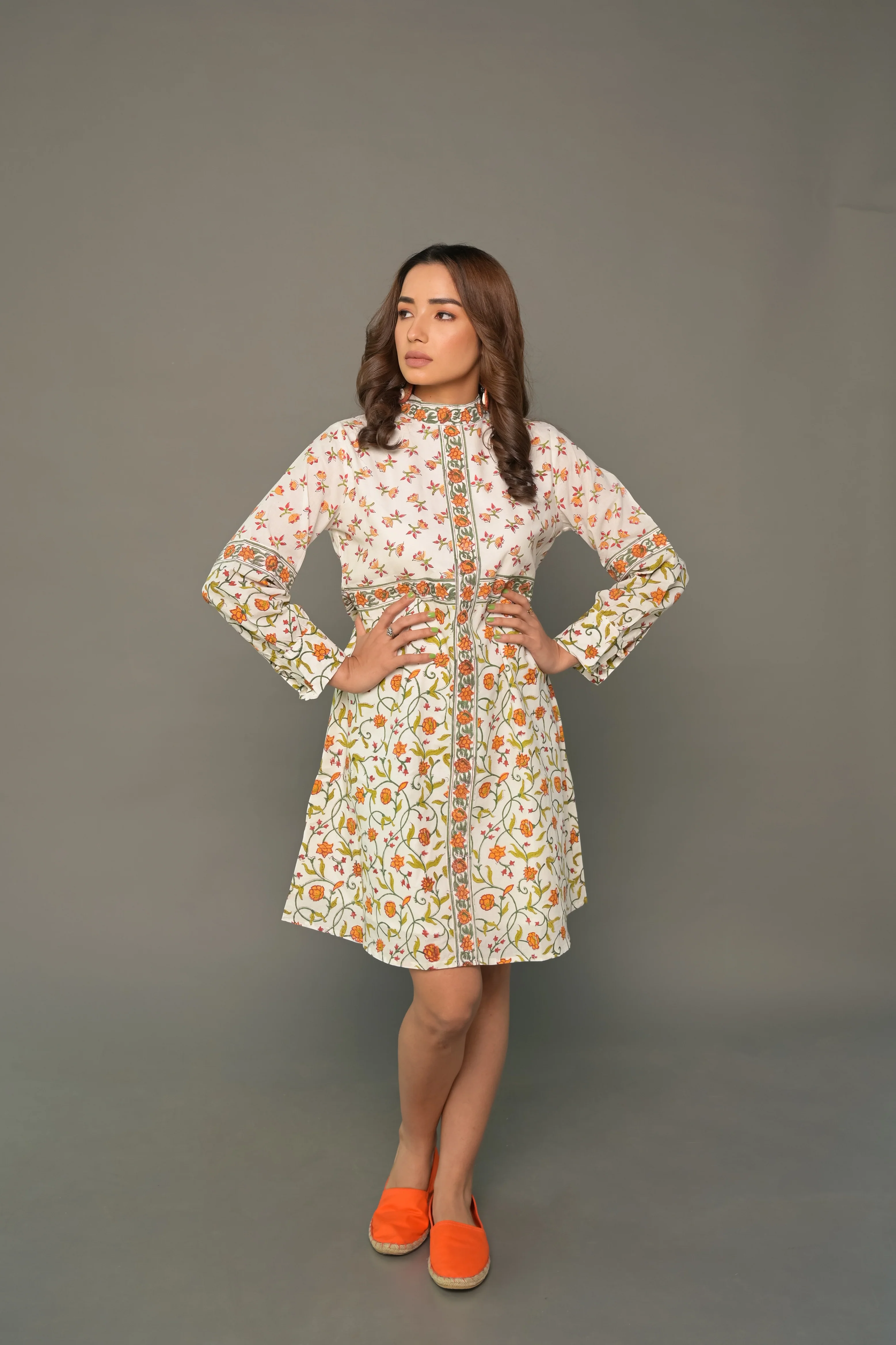 Orange "Ornamental" Cotton Dress & Shirt Combo - Image 4