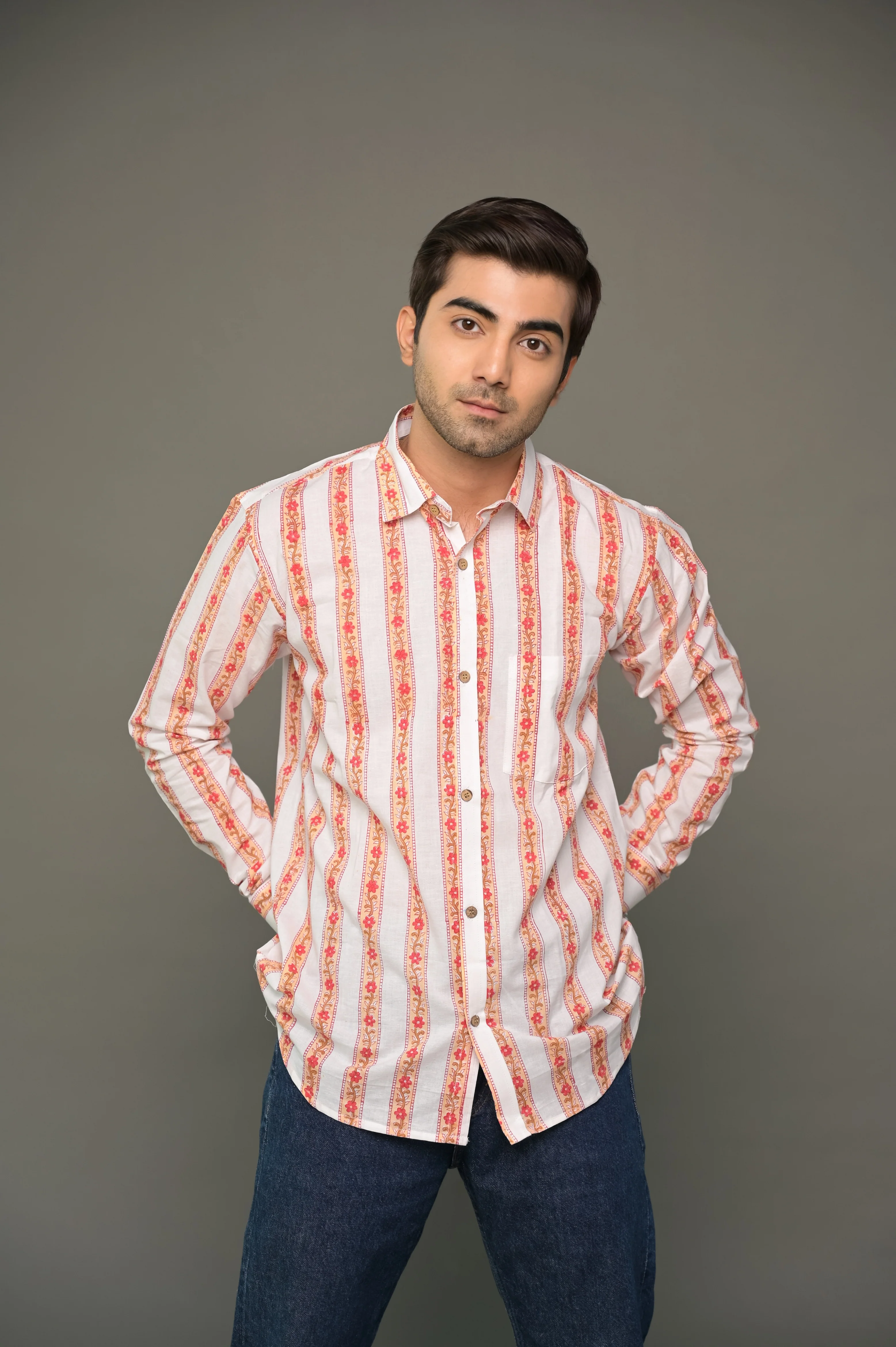 Orange "Ornamental" Cotton Dress & Shirt Combo - Image 7