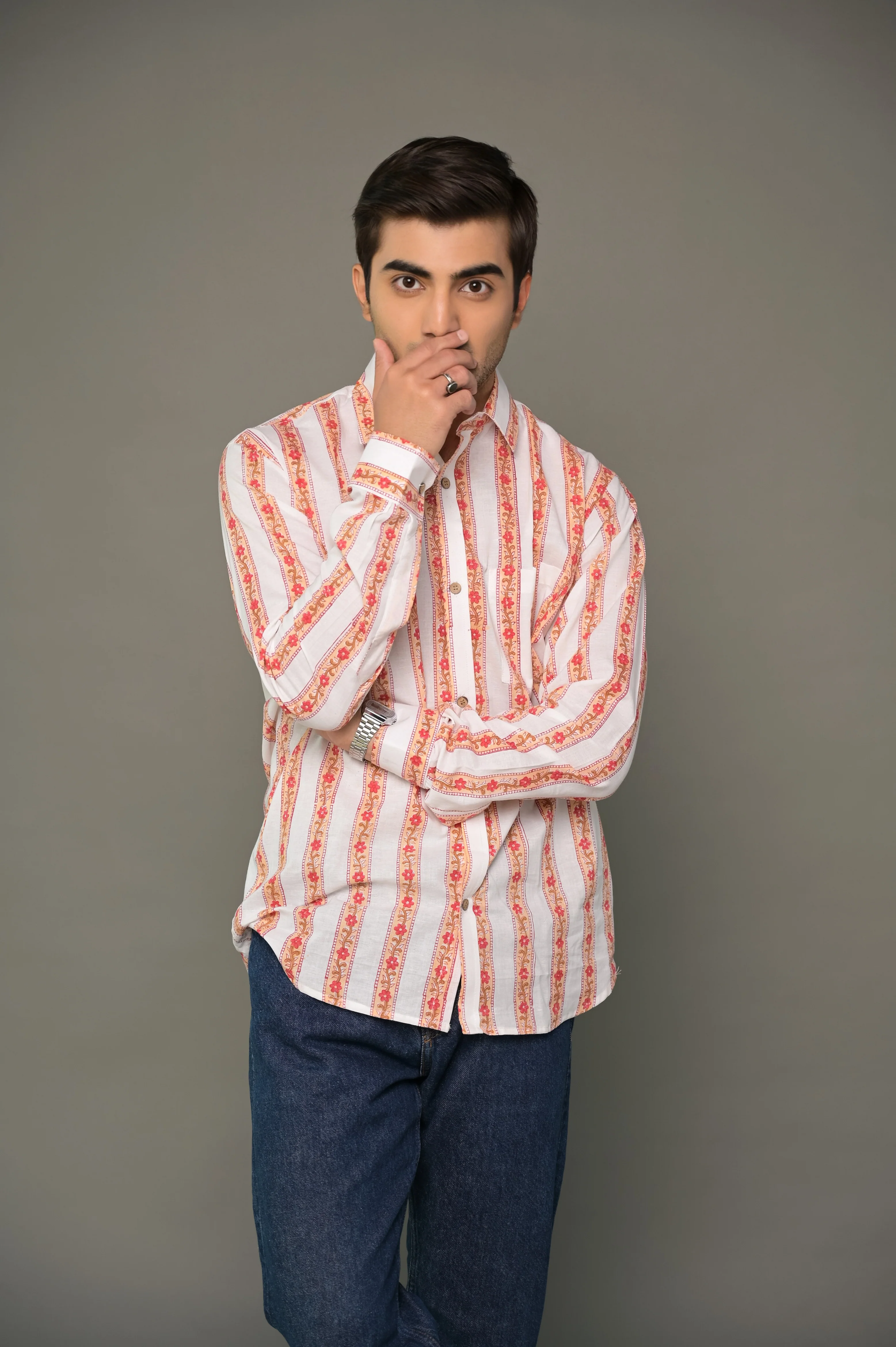 Orange "Ornamental" Cotton Dress & Shirt Combo - Image 8