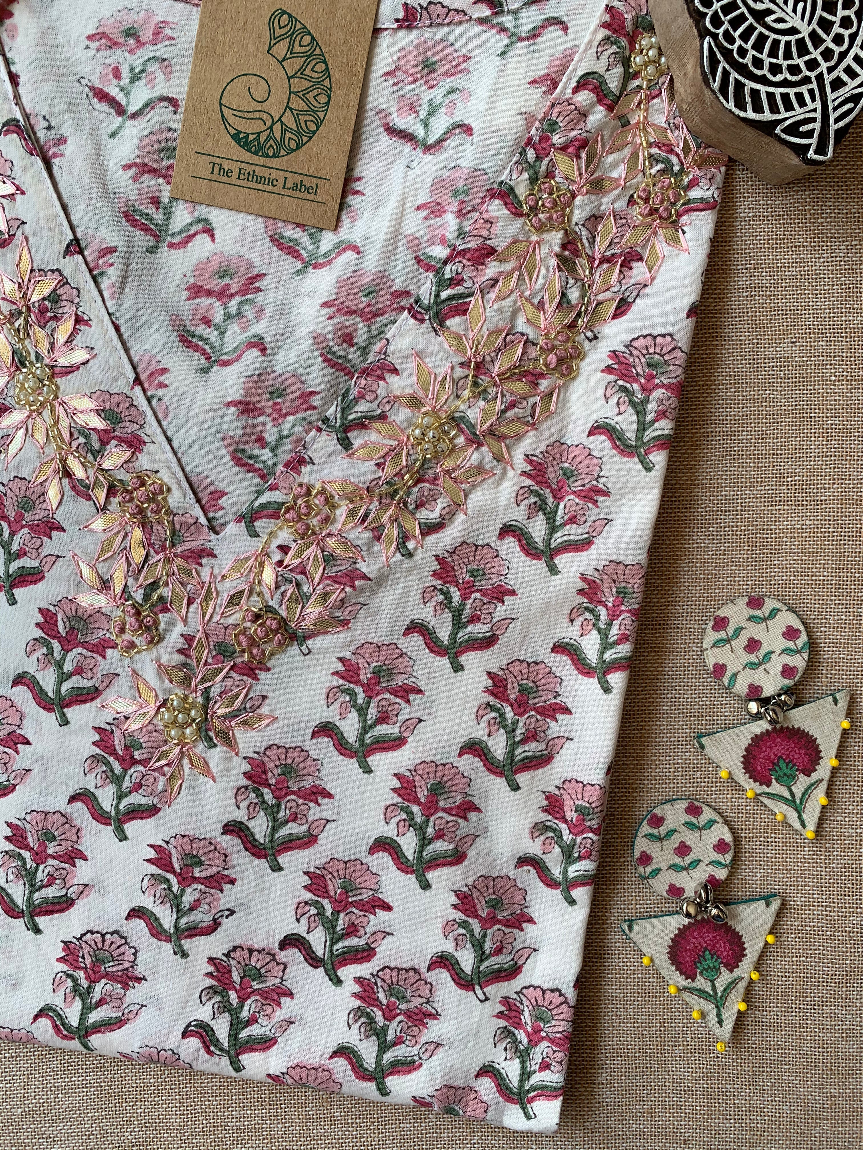 "Ujala" Hand Work Cotton kurta - Image 3